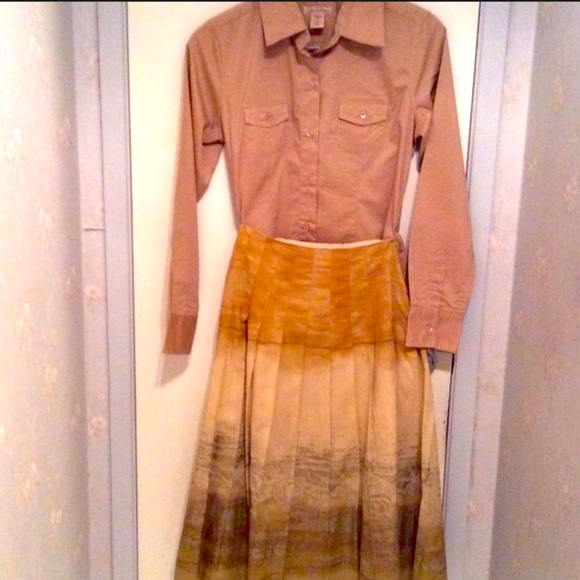 Vintage boho pleated skirt & button down shirt - Picture 2 of 16